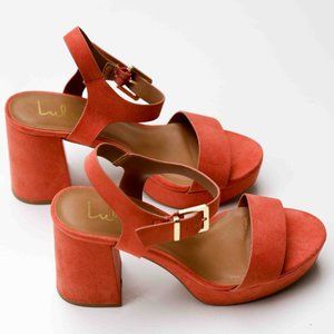 Lulus Women’s Kimala Ash Coral Suede Platform Heel